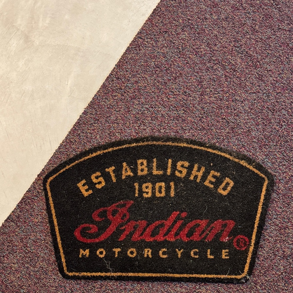 Indian Motorcycle Established 1901 Black and Red Patch Rug Accent